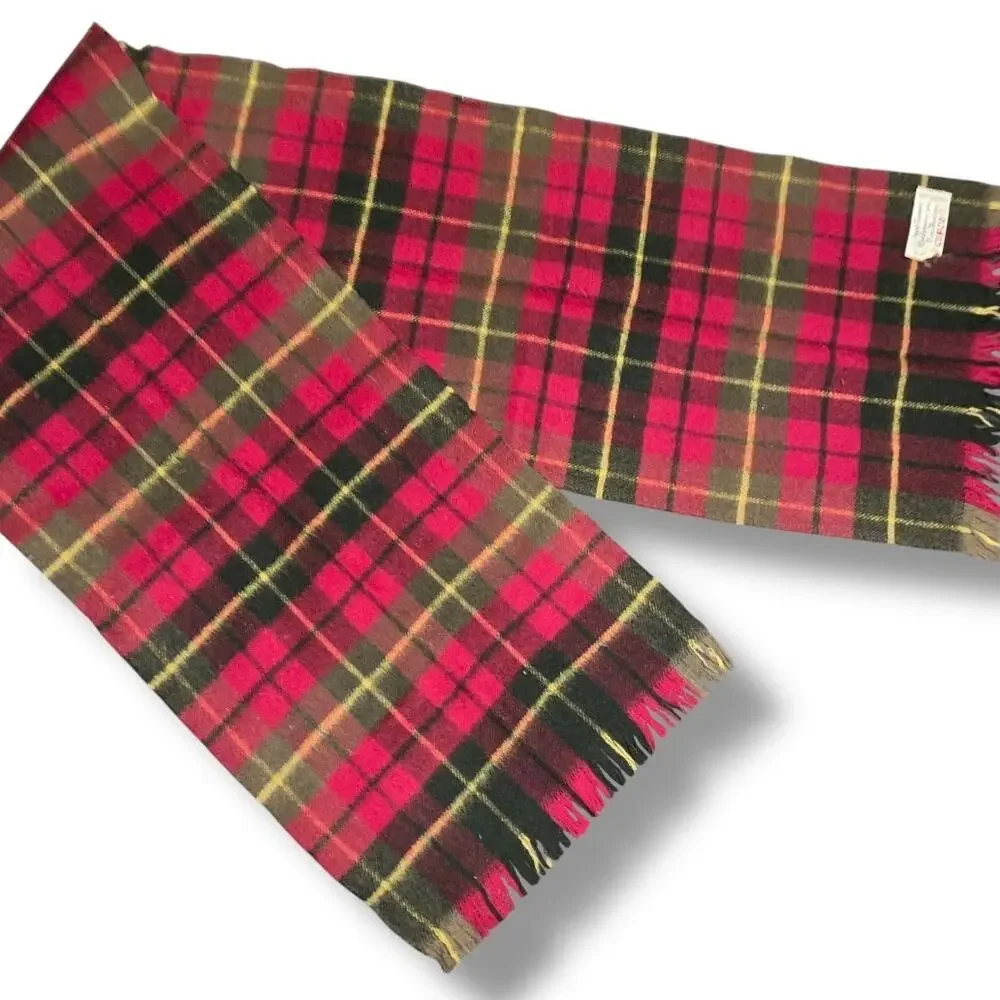 Cisco Scarf Red Plaid Cashmere Wool Hand Loomed Muffler 48
